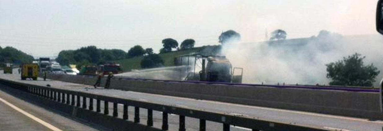 Lorry Carrying Explosives Catches Fire On M1